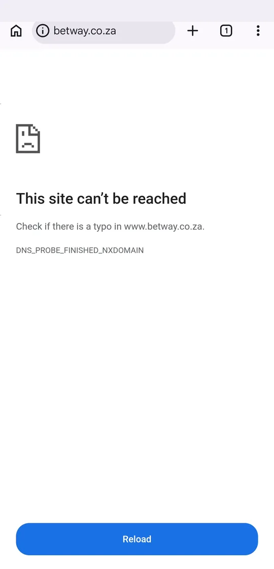 Chrome on a child's phone showing a blocked gambling site that will not load